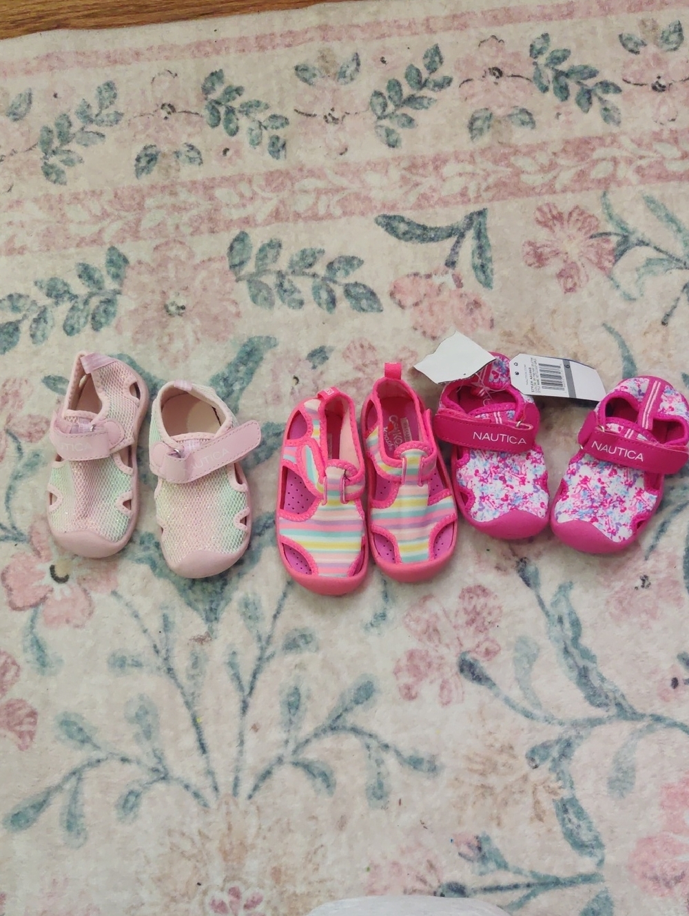 Nautica Pink Floral & Solid Kids Water Sandals Set